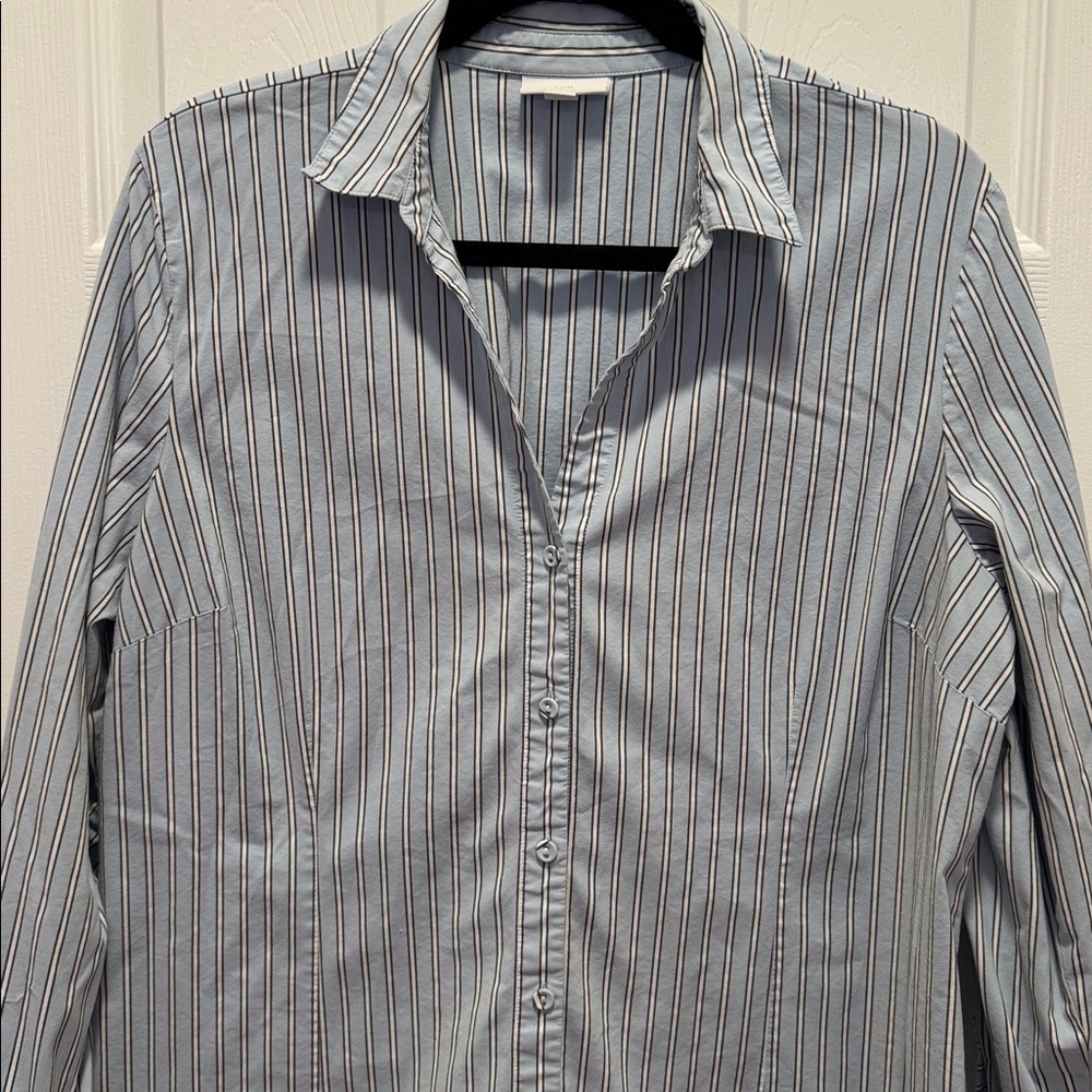 🌿J. Jill XL Blue Striped Button Down Shirt